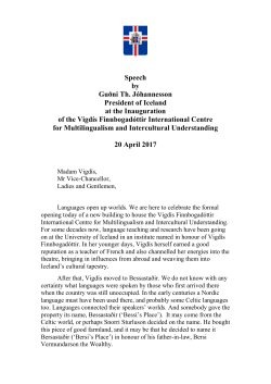 Speech by Gu&eth;ni Th. J&oacute;hannesson President of Iceland