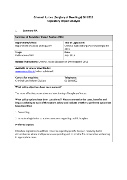 Criminal Justice (Burglary of Dwellings) Bill 2015 Regulatory Impact