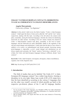 URALIC VS INDO-EUROPEAN CONTACTS: BORROWING VS