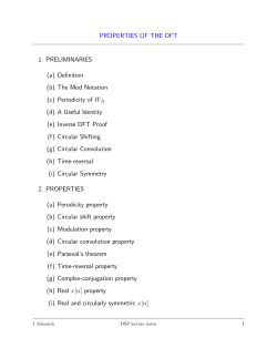 PROPERTIES OF THE DFT 1. PRELIMINARIES (a) Definition (b