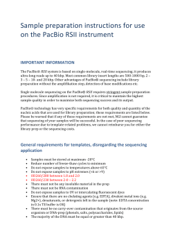 Sample preparation instructions for use on the PacBio RSII instrument