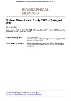 2010 5 August &minus;&minus; Graham Dixon-Lewis. 1 July 1922