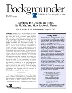 Defining Obama`s Foreign Policy Doctrine, Its Pitfalls, and How to