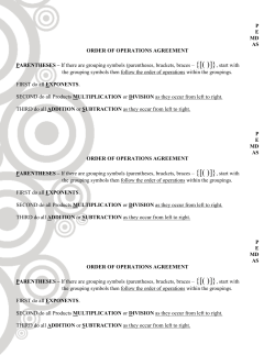 P E MD AS ORDER OF OPERATIONS AGREEMENT