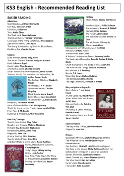 KS3 English - Recommended Reading List