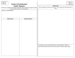 Articles of Confederation Graphic Organizer