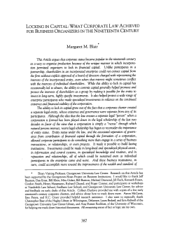 Locking in Capital: What Corporate Law Achieved for Business