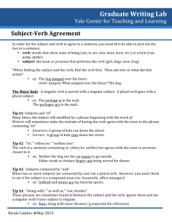 Subject-Verb Agreement - Yale Center for Teaching and Learning
