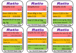 Simplify 5:10 Share &pound;60 in the ratio 1:5 Round 19.27 to one sig. fig 1