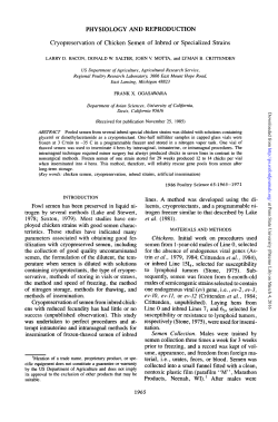 PHYSIOLOGY AND REPRODUCTION Cryopreservation of Chicken