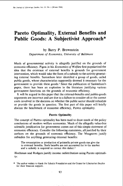 Pareto Optimality, External Benefits and Public Goods