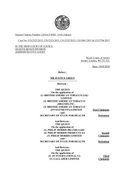 British American Tobacco v Department of Health judgment