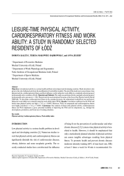 leisure-time physical activity, cardiorespiratory fitness and work ability