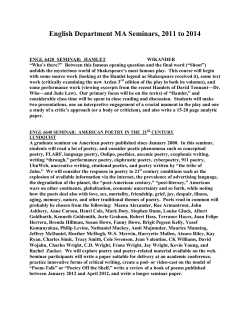 English Department MA Seminars, 2011 to 2014