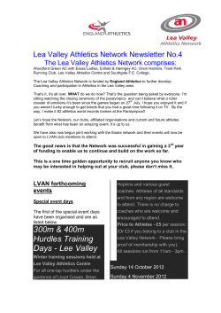 Lea Valley Athletics Network Newsletter No