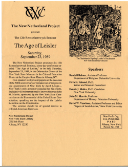 The Age of Leisler - New Netherland Institute