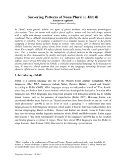 Surveying Patterns of Noun Plural in Jibbāli