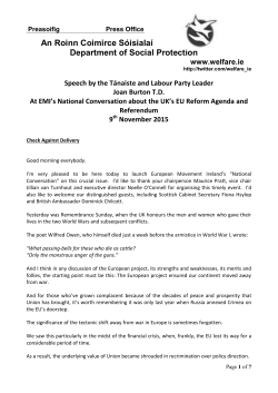 Speech by Tanaiste At EMI`s National Conversation