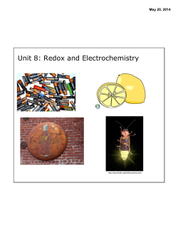 Unit 8: Redox and Electrochemistry