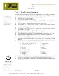 Poetry Analysis Assignment - the Oregon Arts Commission