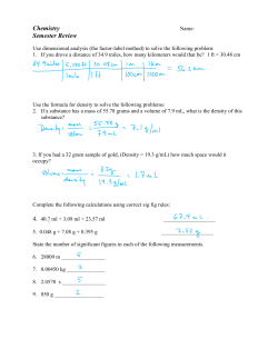 Chemistry Semester Review