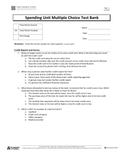 Spending Unit Multiple Choice Test Bank