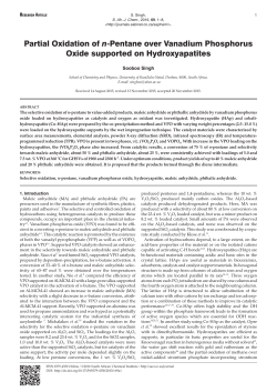 Partial Oxidation of n-Pentane over Vanadium Phosphorus Oxide