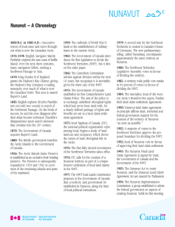 Nunavut &mdash; A Chronology