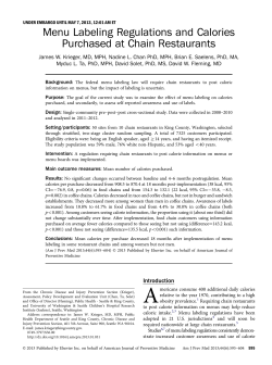 Menu Labeling Regulations and Calories Purchased at Chain