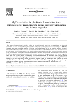 Mg/Ca variation in planktonic foraminifera tests: implications for