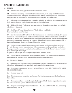 SPECIFIC CAR RULES