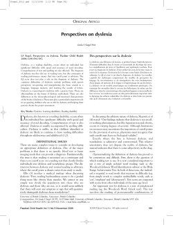 Perspectives on dyslexia