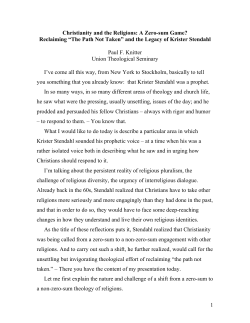 Christianity and the Religions: A Zero-sum Game