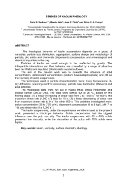 2 STUDIES OF KAOLIN RHEOLOGY ABSTRACT The rheological