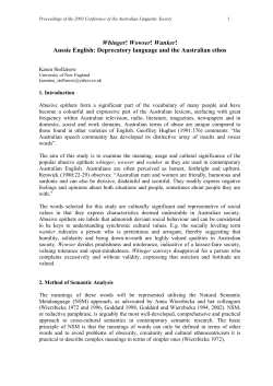 Whinger! Wowser! Wanker! - Australian Linguistic Society
