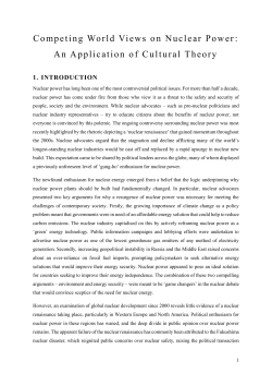 Competing World Views on Nuclear Power: An Application of