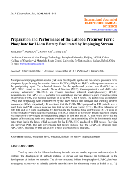 Preparation and Performance of the Cathode Precursor Ferric