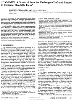 JCAMP-DX: A Standard Form r Exchange of Infrared Spectra