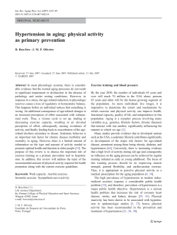 Hypertension in aging: physical activity as primary prevention