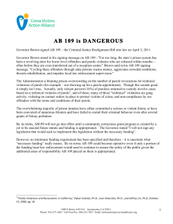 AB 109 is DANGEROUS - Crime Victims Action Alliance