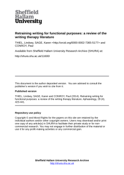 a review of the writing therapy literature - SHURA