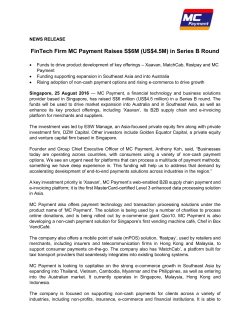 FinTech Firm MC Payment Raises S$6M (US$4.5M) in Series B