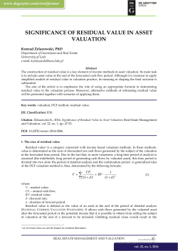 SIGNIFICANCE OF RESIDUAL VALUE IN ASSET VALUATION &sum;