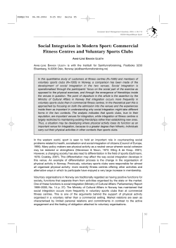 Social Integration in Modern Sport: Commercial Fitness Centres and