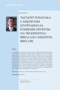 tačnost podataka u kreditnim izve&scaron;tajima sa posebnim osvrtom na tri