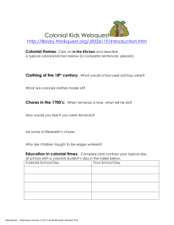 Colonial Kids Webquest - Cabarrus County Schools