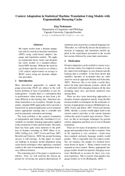 Context Adaptation in Statistical Machine Translation Using Models