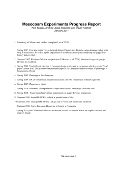 Mesocosm Experiments Progress Report
