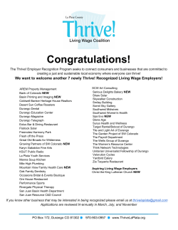 Congratulations! - La Plata County Thrive! Living Wage Coalition
