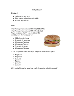 Mally`s burger Standard: &bull; Solve ratios and rates &bull; Find missing